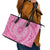 Tahitian Tiare Flower Leather Tote Bag Pink Polynesian Pattern