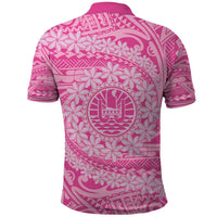 Tahitian Tiare Flower Polo Shirt Pink Polynesian Pattern