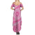 Tahitian Tiare Flower Summer Maxi Dress Pink Polynesian Pattern