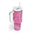 Tahitian Tiare Flower Tumbler With Handle Pink Polynesian Pattern