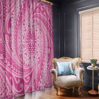 Tahitian Tiare Flower Window Curtain Pink Polynesian Pattern