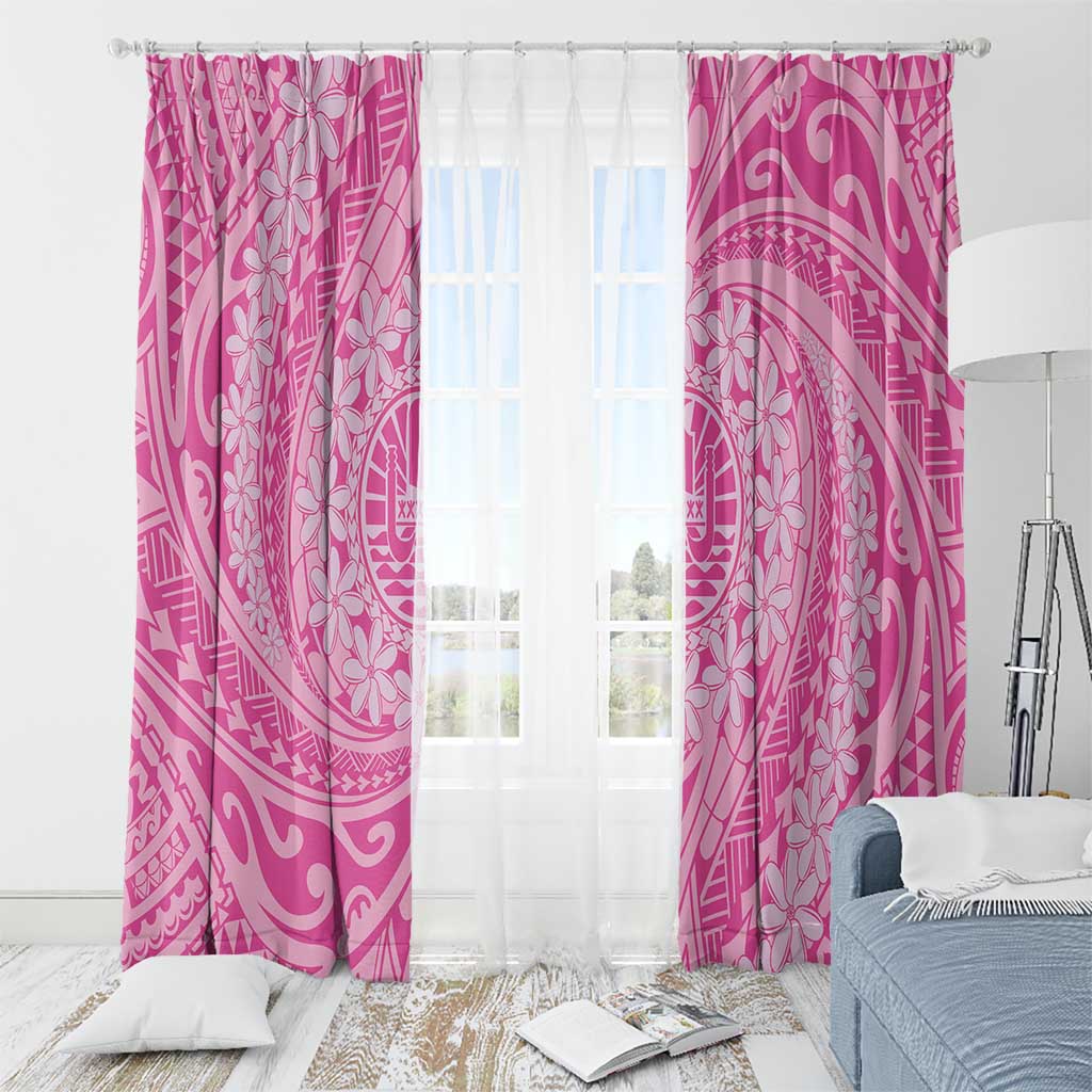 Tahitian Tiare Flower Window Curtain Pink Polynesian Pattern