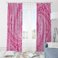 Tahitian Tiare Flower Window Curtain Pink Polynesian Pattern