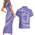 Tahitian Tiare Flower Couples Matching Short Sleeve Bodycon Dress and Hawaiian Shirt Violet Polynesian Pattern