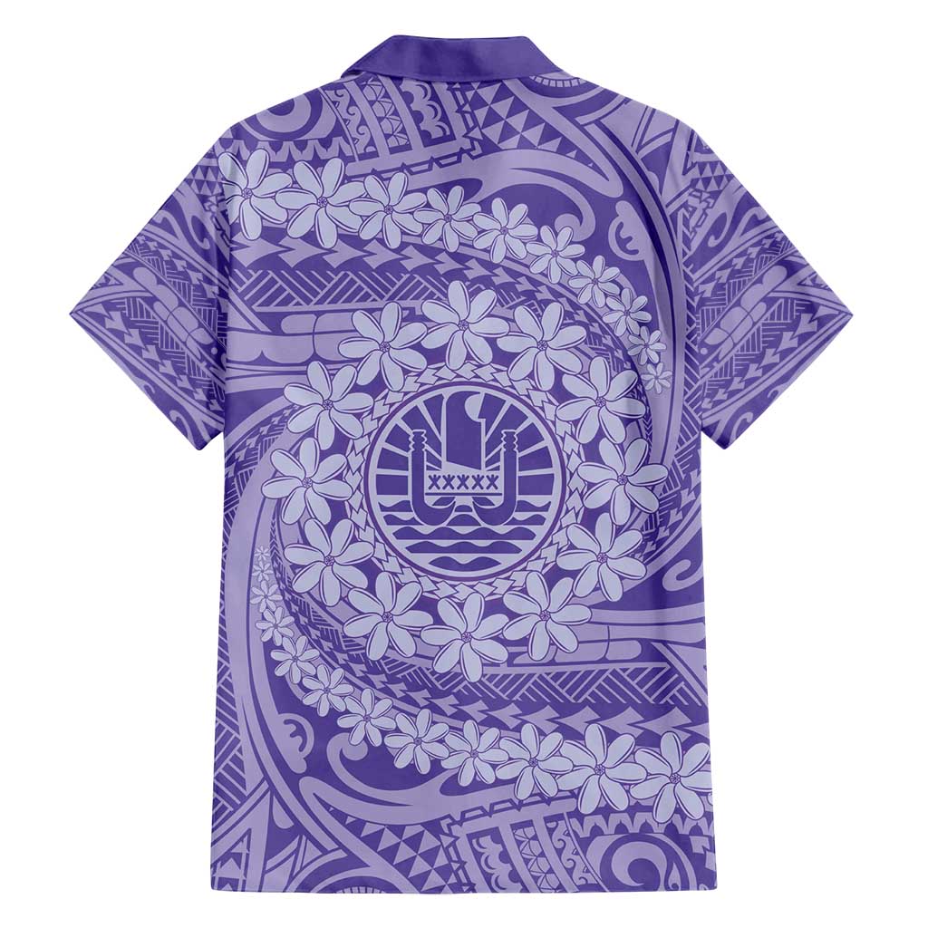 Tahitian Tiare Flower Family Matching Long Sleeve Bodycon Dress and Hawaiian Shirt Violet Polynesian Pattern LT9 - Polynesian Pride