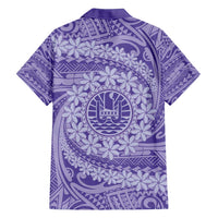 Tahitian Tiare Flower Family Matching Long Sleeve Bodycon Dress and Hawaiian Shirt Violet Polynesian Pattern LT9 - Polynesian Pride