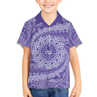 Tahitian Tiare Flower Family Matching Long Sleeve Bodycon Dress and Hawaiian Shirt Violet Polynesian Pattern LT9 Son's Shirt Violet - Polynesian Pride