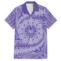 Tahitian Tiare Flower Family Matching Off Shoulder Maxi Dress and Hawaiian Shirt Violet Polynesian Pattern