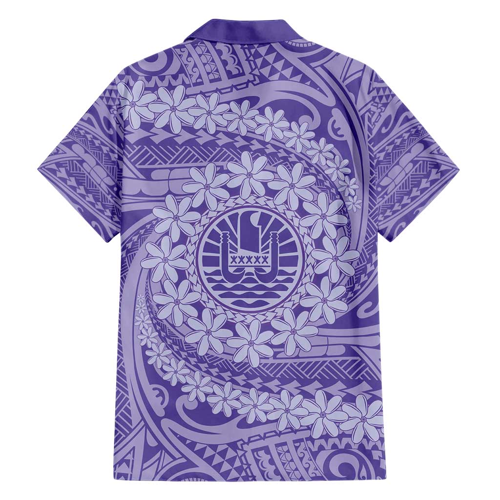 Tahitian Tiare Flower Hawaiian Shirt Violet Polynesian Pattern LT9 - Polynesian Pride