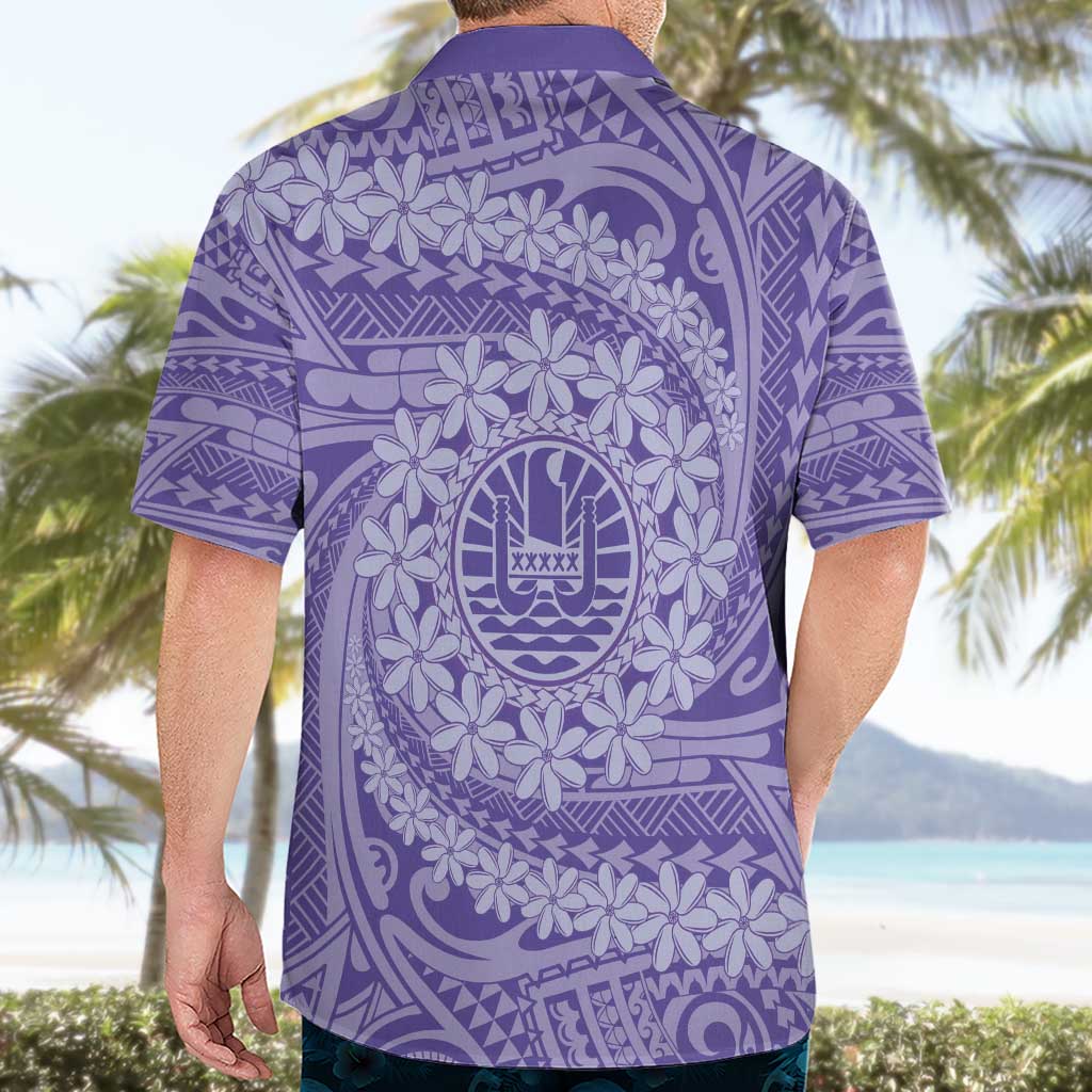 Tahitian Tiare Flower Hawaiian Shirt Violet Polynesian Pattern LT9 - Polynesian Pride