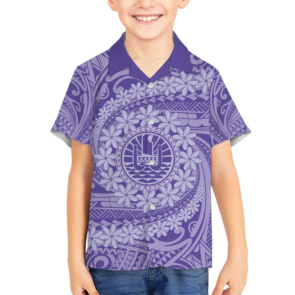 Tahitian Tiare Flower Hawaiian Shirt Violet Polynesian Pattern LT9 - Polynesian Pride