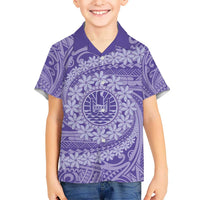 Tahitian Tiare Flower Hawaiian Shirt Violet Polynesian Pattern LT9 - Polynesian Pride