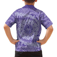 Tahitian Tiare Flower Hawaiian Shirt Violet Polynesian Pattern LT9 - Polynesian Pride