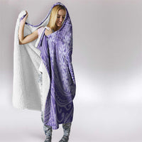 Tahitian Tiare Flower Hooded Blanket Violet Polynesian Pattern