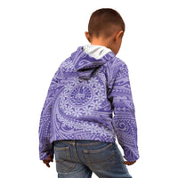 Tahitian Tiare Flower Kid Hoodie Violet Polynesian Pattern