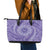 Tahitian Tiare Flower Leather Tote Bag Violet Polynesian Pattern