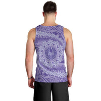 Tahitian Tiare Flower Men Tank Top Violet Polynesian Pattern