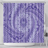 Tahitian Tiare Flower Shower Curtain Violet Polynesian Pattern