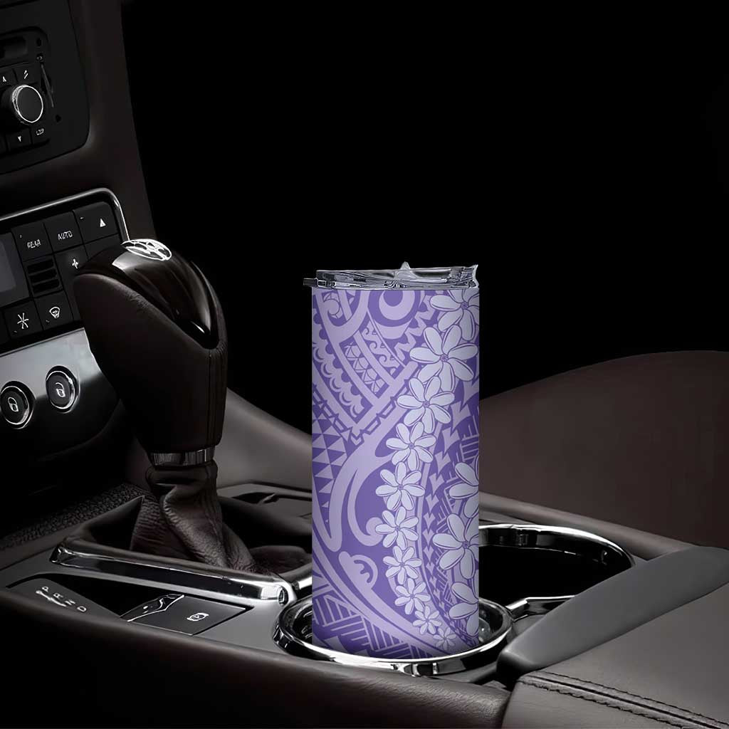 Tahitian Tiare Flower Skinny Tumbler Violet Polynesian Pattern