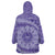 Tahitian Tiare Flower Wearable Blanket Hoodie Violet Polynesian Pattern