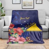 Personalised Tokelau Tropical Hibiscus Blanket With Polynesian Plumeria Tattoo