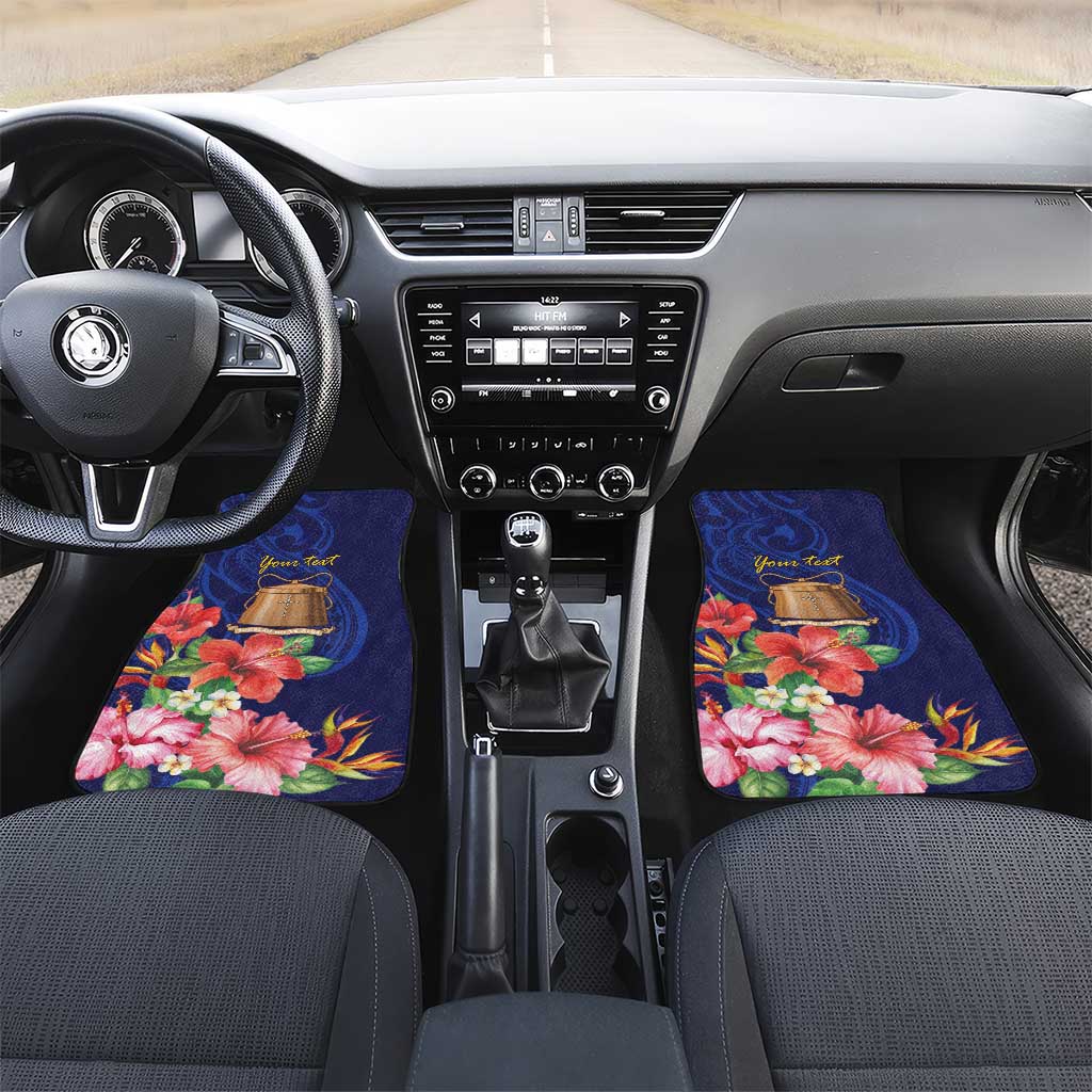 Personalised Tokelau Tropical Hibiscus Car Mats With Polynesian Plumeria Tattoo