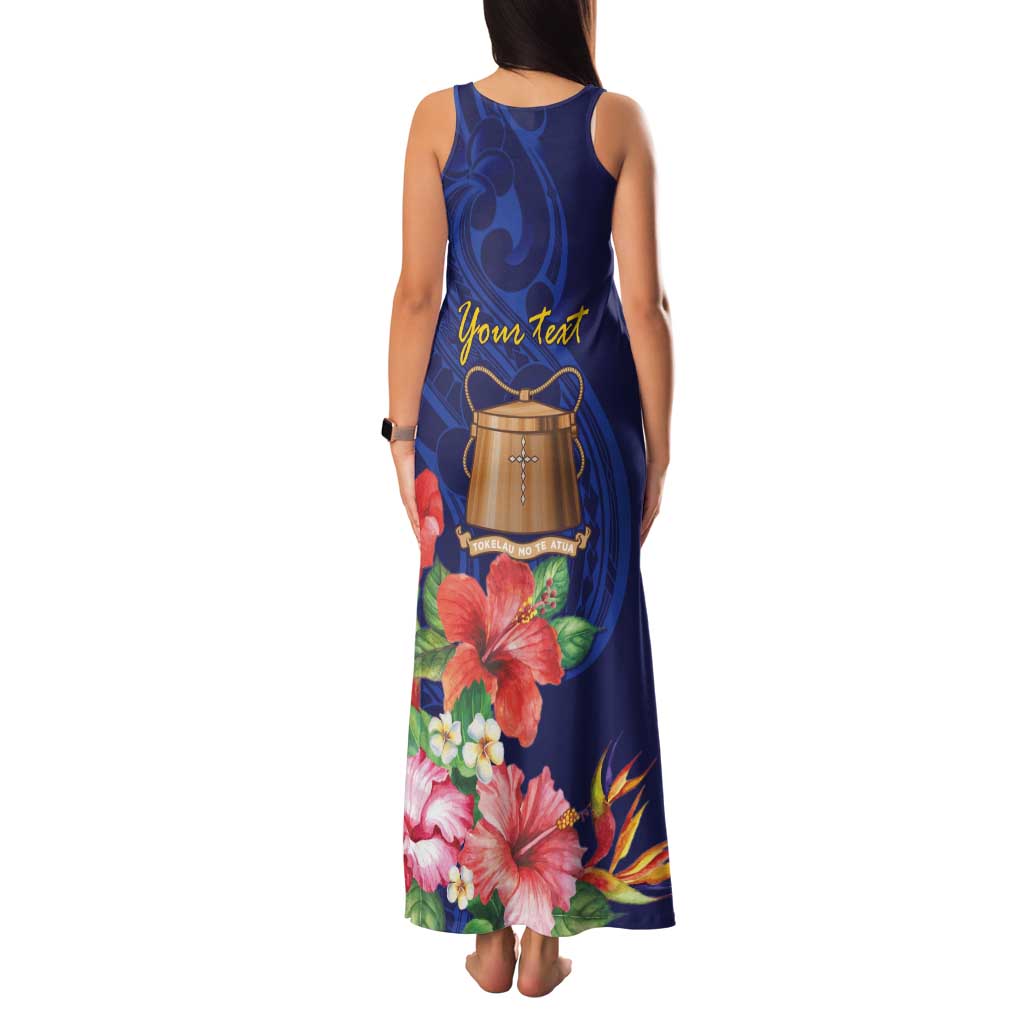 Personalised Tokelau Tropical Hibiscus Family Matching Tank Maxi Dress and Hawaiian Shirt With Polynesian Plumeria Tattoo