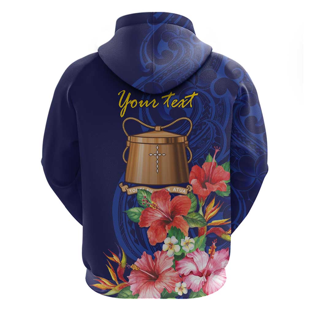 Personalised Tokelau Tropical Hibiscus Hoodie With Polynesian Plumeria Tattoo