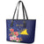 Personalised Tokelau Tropical Hibiscus Leather Tote Bag With Polynesian Plumeria Tattoo