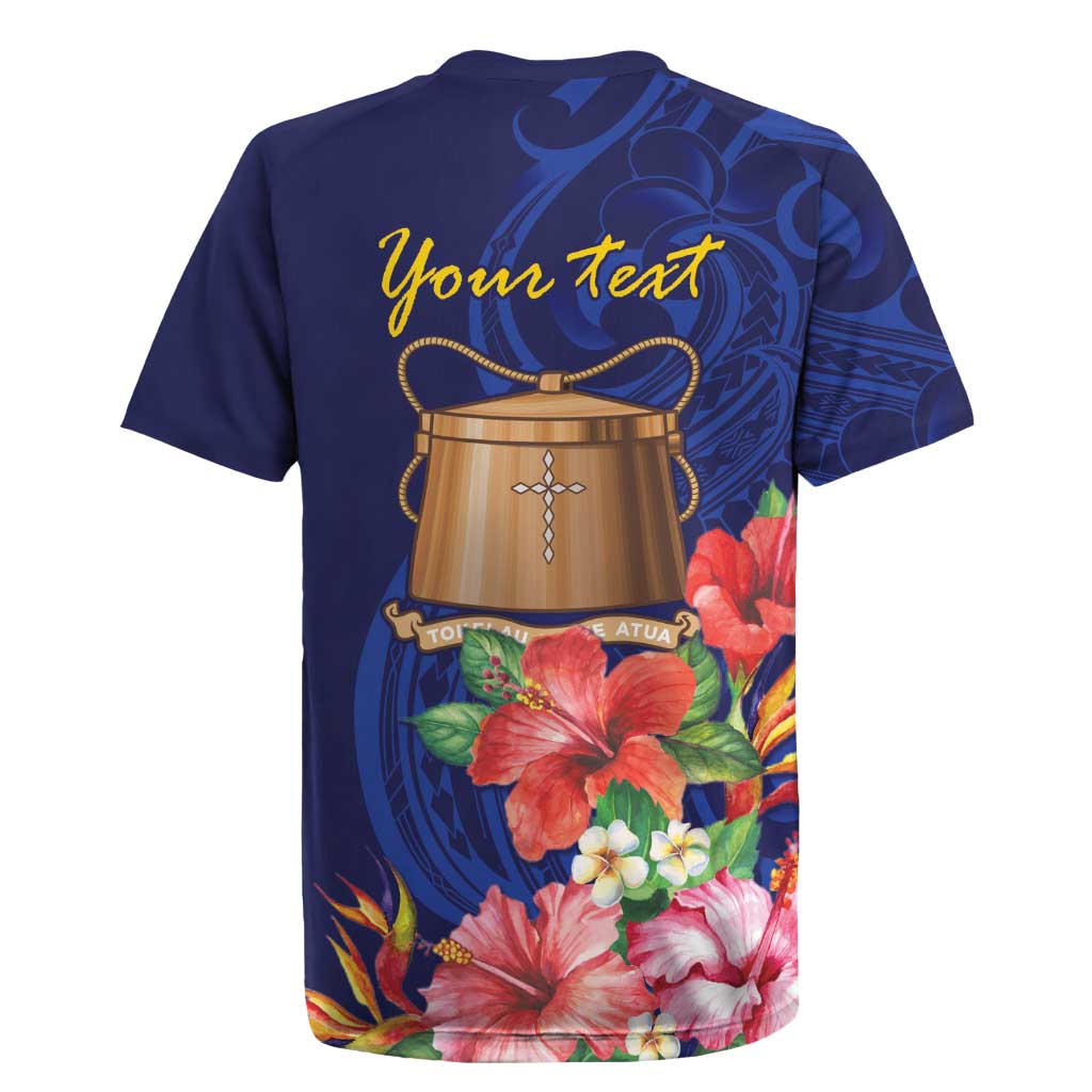 Personalised Tokelau Tropical Hibiscus Rugby Jersey With Polynesian Plumeria Tattoo