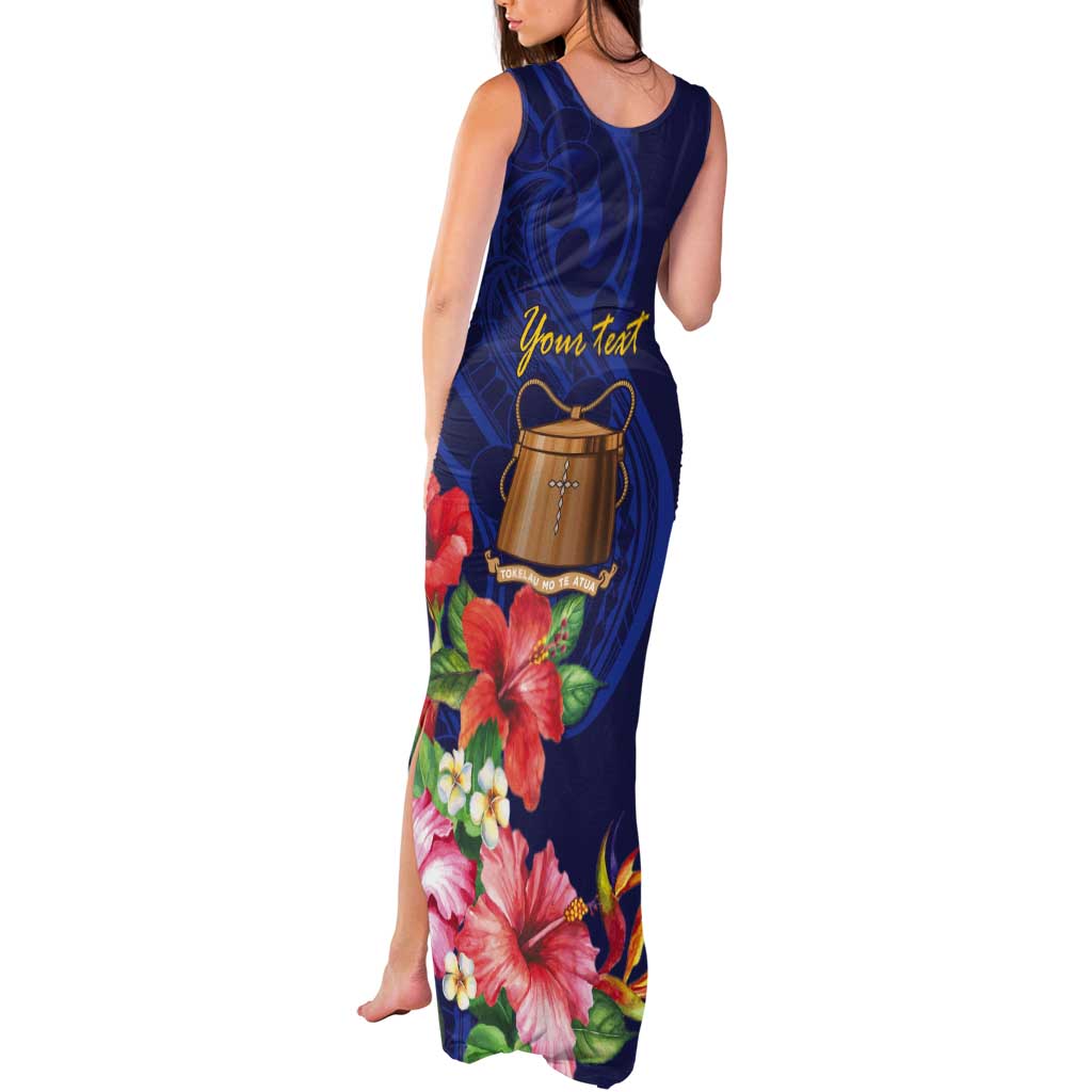 Personalised Tokelau Tropical Hibiscus Tank Maxi Dress With Polynesian Plumeria Tattoo