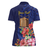 Personalised Tokelau Tropical Hibiscus Women Polo Shirt With Polynesian Plumeria Tattoo