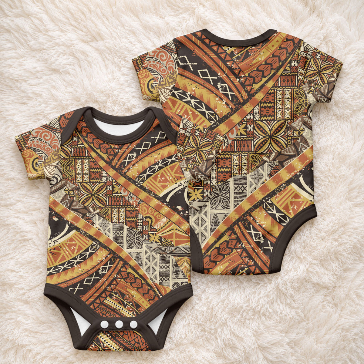 Hawaiian Style Tapa Baby Onesie Vintage Seamless Pattern LT9 - Polynesian Pride