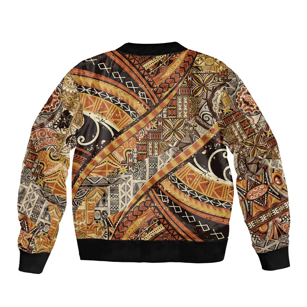 Hawaiian Style Tapa Bomber Jacket Vintage Seamless Pattern - Polynesian Pride