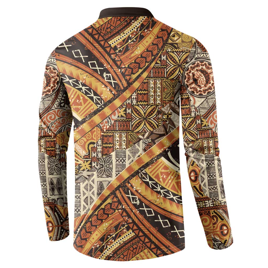 Hawaiian Style Tapa Button Sweatshirt Vintage Seamless Pattern LT9 - Polynesian Pride