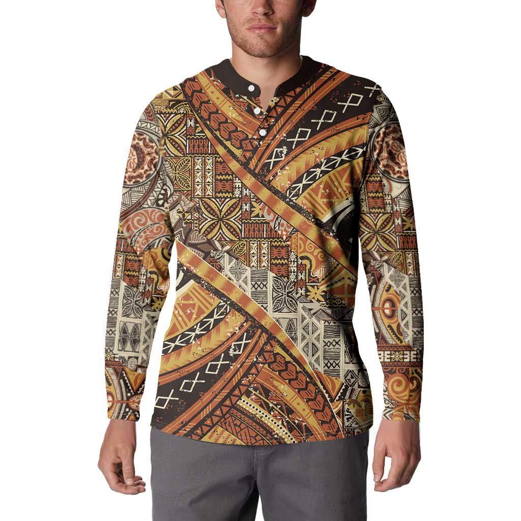 Hawaiian Style Tapa Button Sweatshirt Vintage Seamless Pattern LT9 - Polynesian Pride