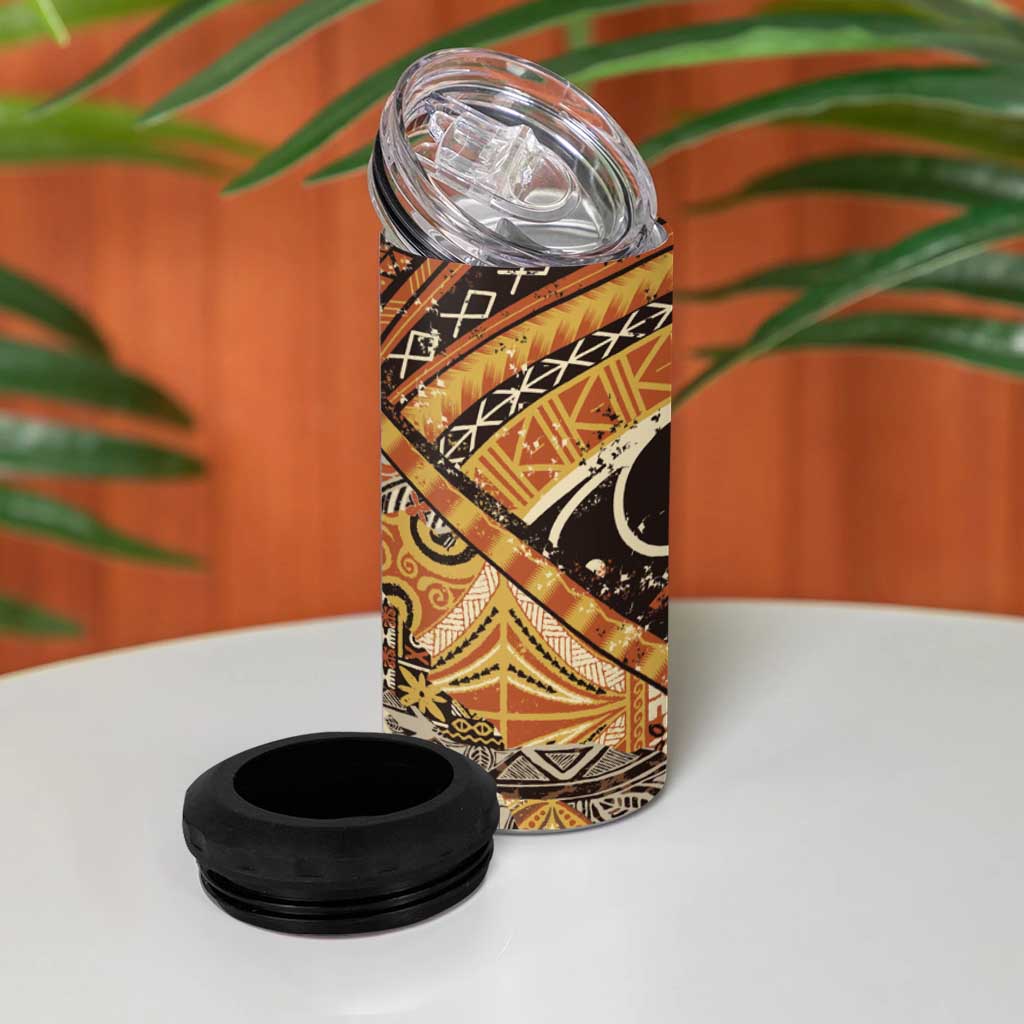 Hawaiian Style Tapa 4 in 1 Can Cooler Tumbler Vintage Seamless Pattern - Polynesian Pride