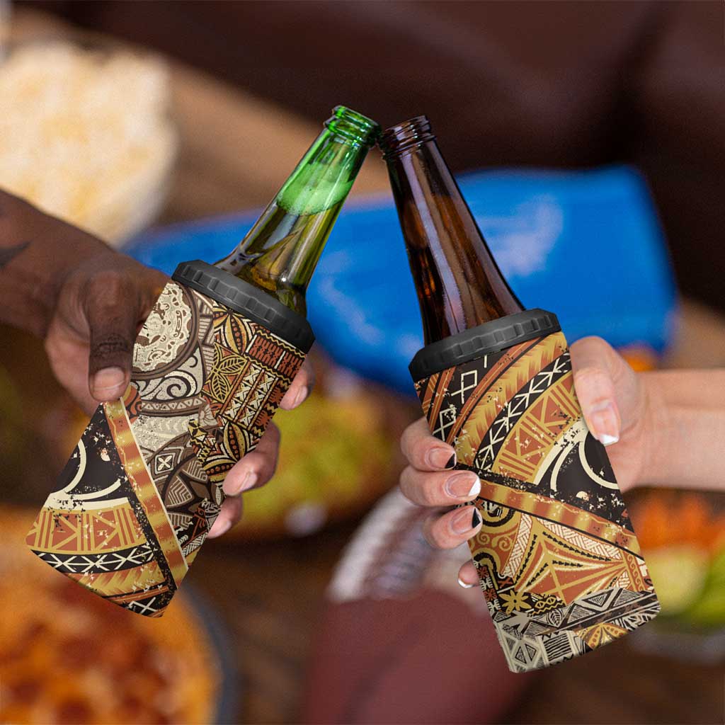 Hawaiian Style Tapa 4 in 1 Can Cooler Tumbler Vintage Seamless Pattern - Polynesian Pride