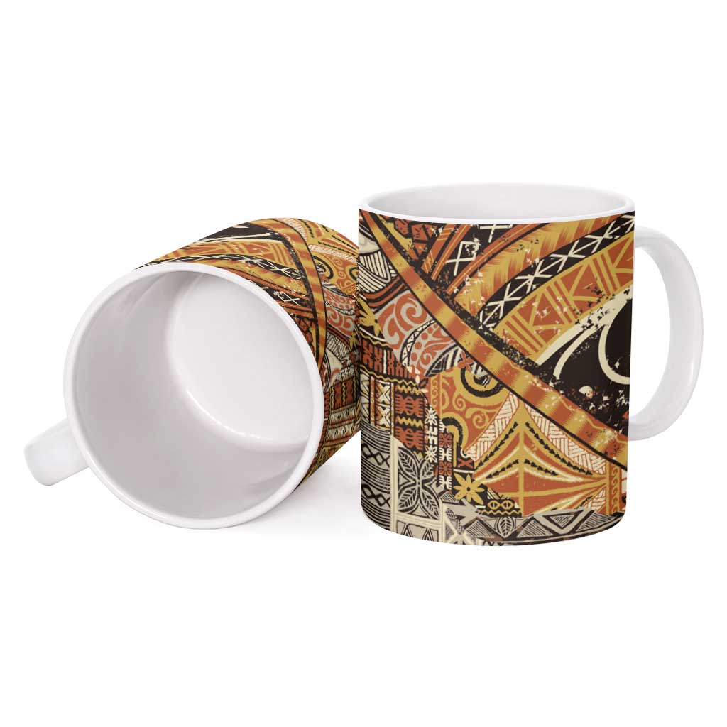 Hawaiian Style Tapa Ceramic Mug Vintage Seamless Pattern - Polynesian Pride