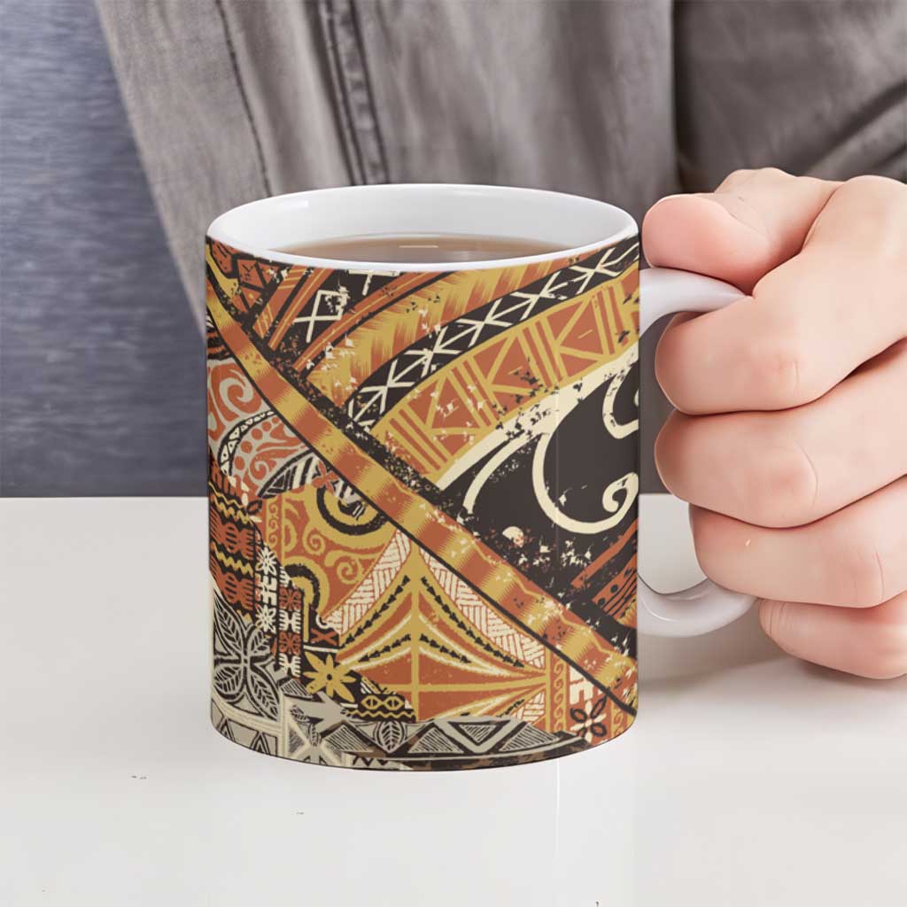 Hawaiian Style Tapa Ceramic Mug Vintage Seamless Pattern - Polynesian Pride