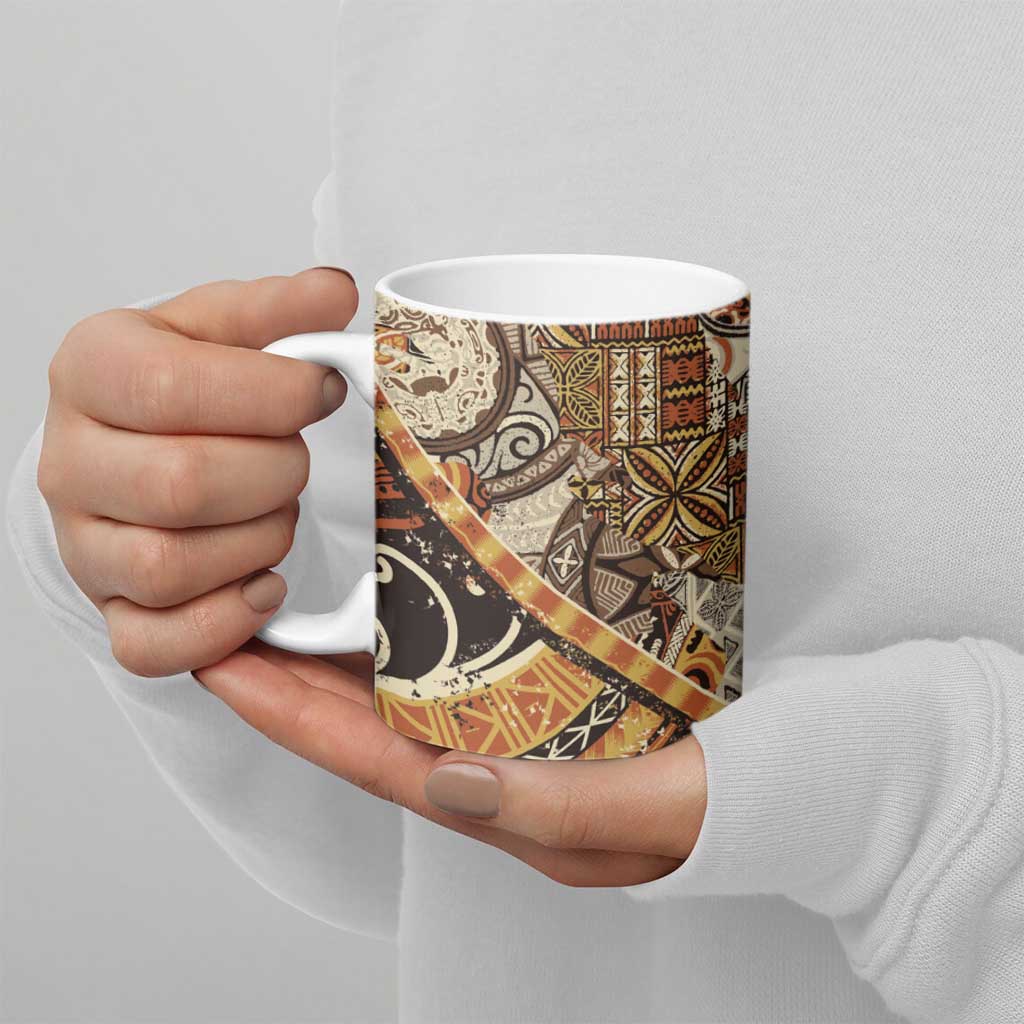Hawaiian Style Tapa Ceramic Mug Vintage Seamless Pattern - Polynesian Pride