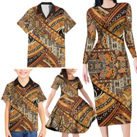 Hawaiian Style Tapa Family Matching Long Sleeve Bodycon Dress and Hawaiian Shirt Vintage Seamless Pattern LT9 - Polynesian Pride