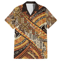 Hawaiian Style Tapa Family Matching Long Sleeve Bodycon Dress and Hawaiian Shirt Vintage Seamless Pattern LT9 Dad's Shirt - Short Sleeve Red - Polynesian Pride