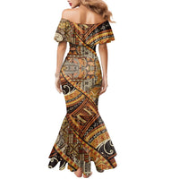 Hawaiian Style Tapa Family Matching Mermaid Dress and Hawaiian Shirt Vintage Seamless Pattern - Polynesian Pride