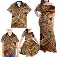 Hawaiian Style Tapa Family Matching Off Shoulder Maxi Dress and Hawaiian Shirt Vintage Seamless Pattern - Polynesian Pride