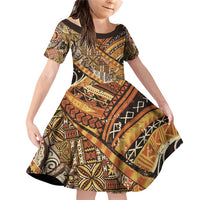 Hawaiian Style Tapa Family Matching Off Shoulder Short Dress and Hawaiian Shirt Vintage Seamless Pattern - Polynesian Pride