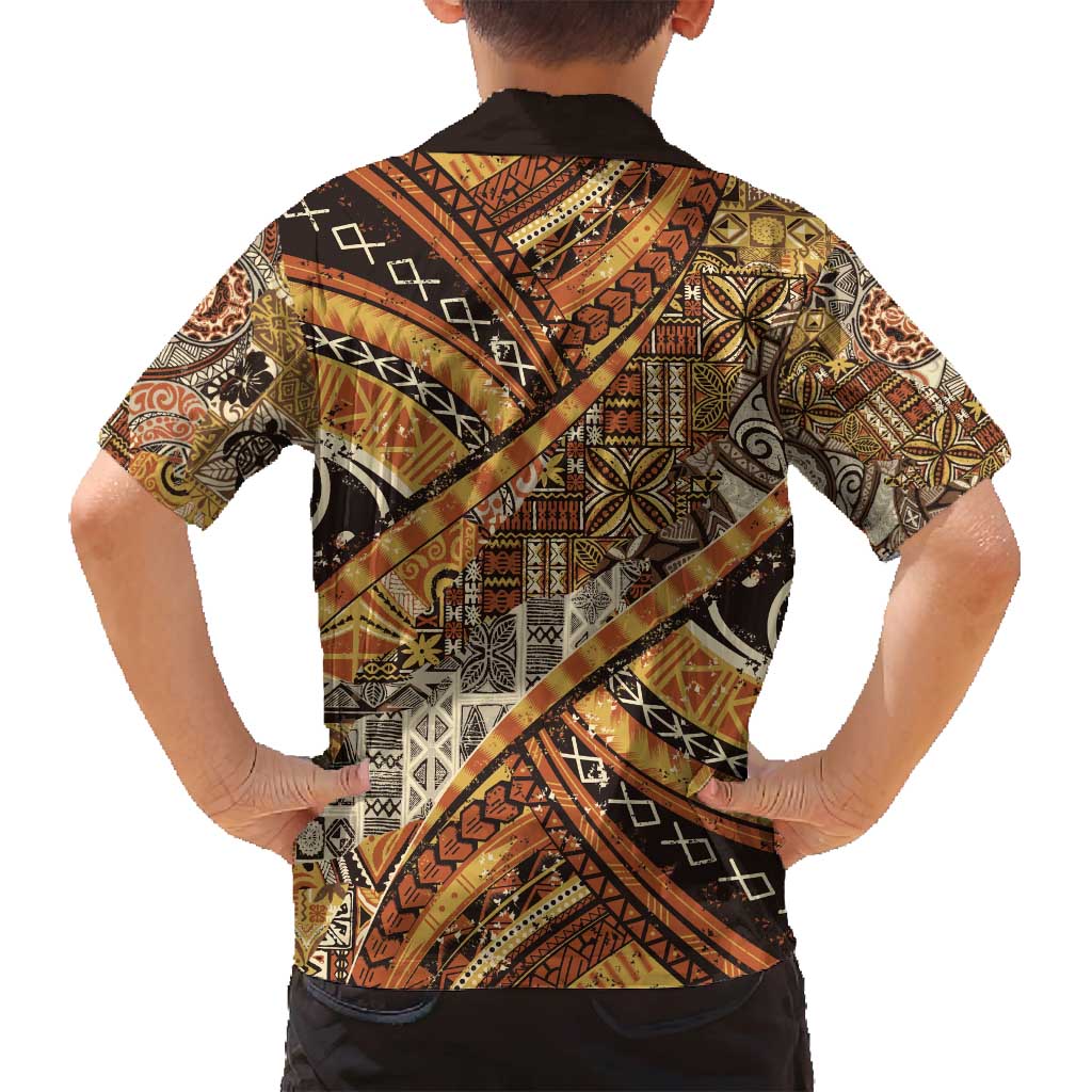 Hawaiian Style Tapa Family Matching Puletasi and Hawaiian Shirt Vintage Seamless Pattern - Polynesian Pride