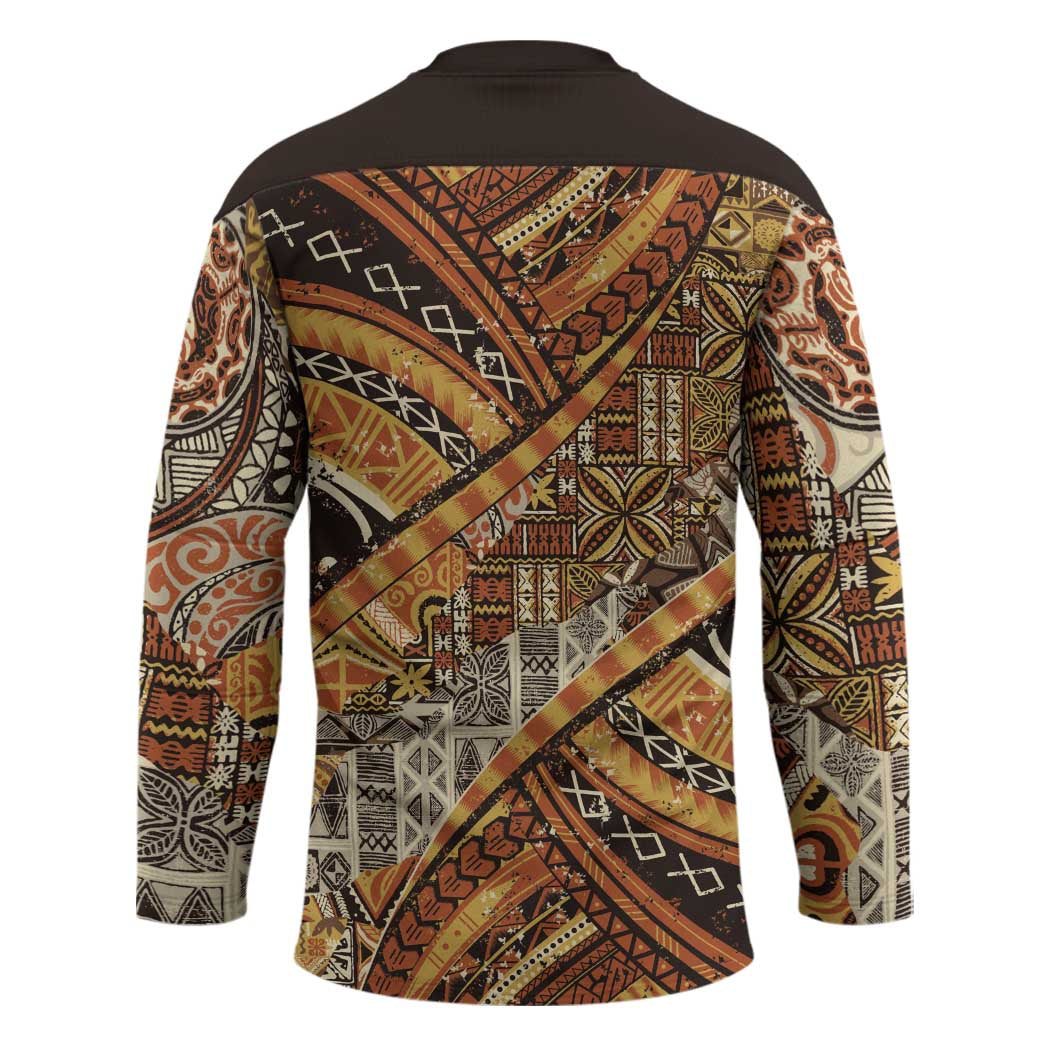 Hawaiian Style Tapa Hockey Jersey Vintage Seamless Pattern - Polynesian Pride