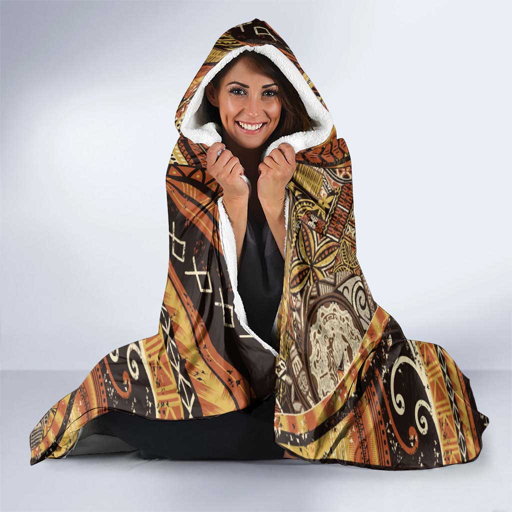 Hawaiian Style Tapa Hooded Blanket Vintage Seamless Pattern - Polynesian Pride