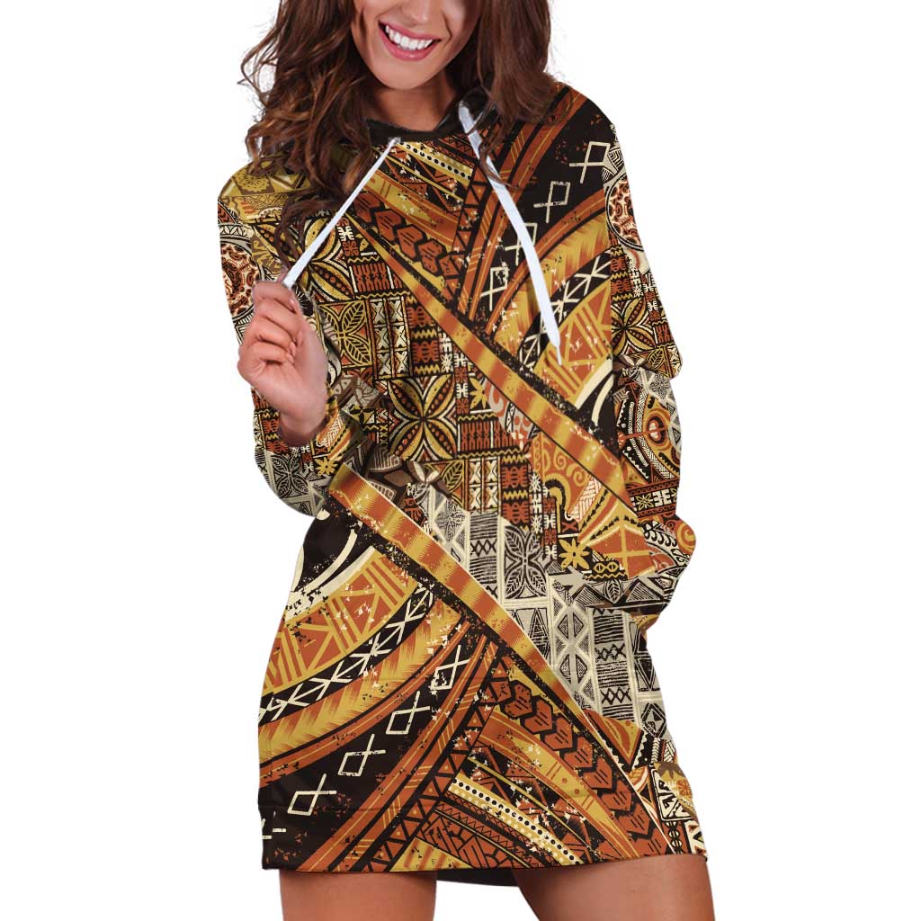 Hawaiian Style Tapa Hoodie Dress Vintage Seamless Pattern - Polynesian Pride